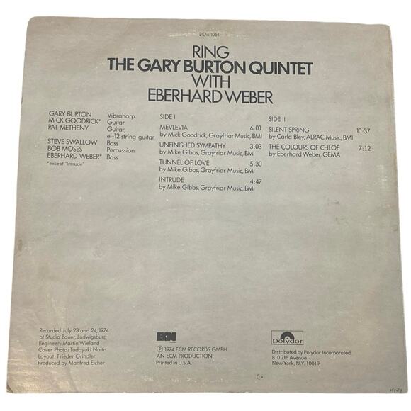 The Gary Burton Quintet with Eberhard Weber Vinyl LP Preowned Record - Picture 2 of 4